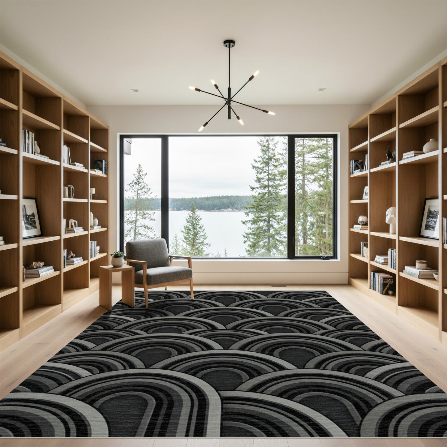 Art Deco Gray Concentric Arches Rug