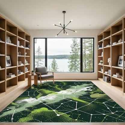 Deep Green Constellation Earth Map Rug