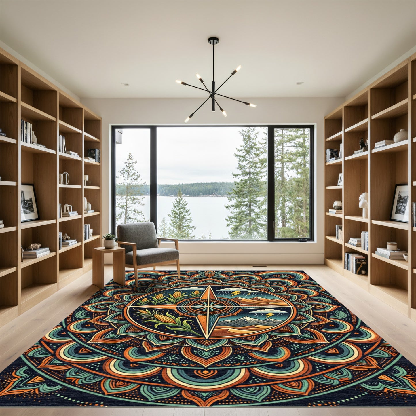 Sacred Maize Celestial Mandala Earthy Area Rug