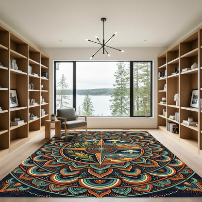 Sacred Maize Celestial Mandala Earthy Area Rug