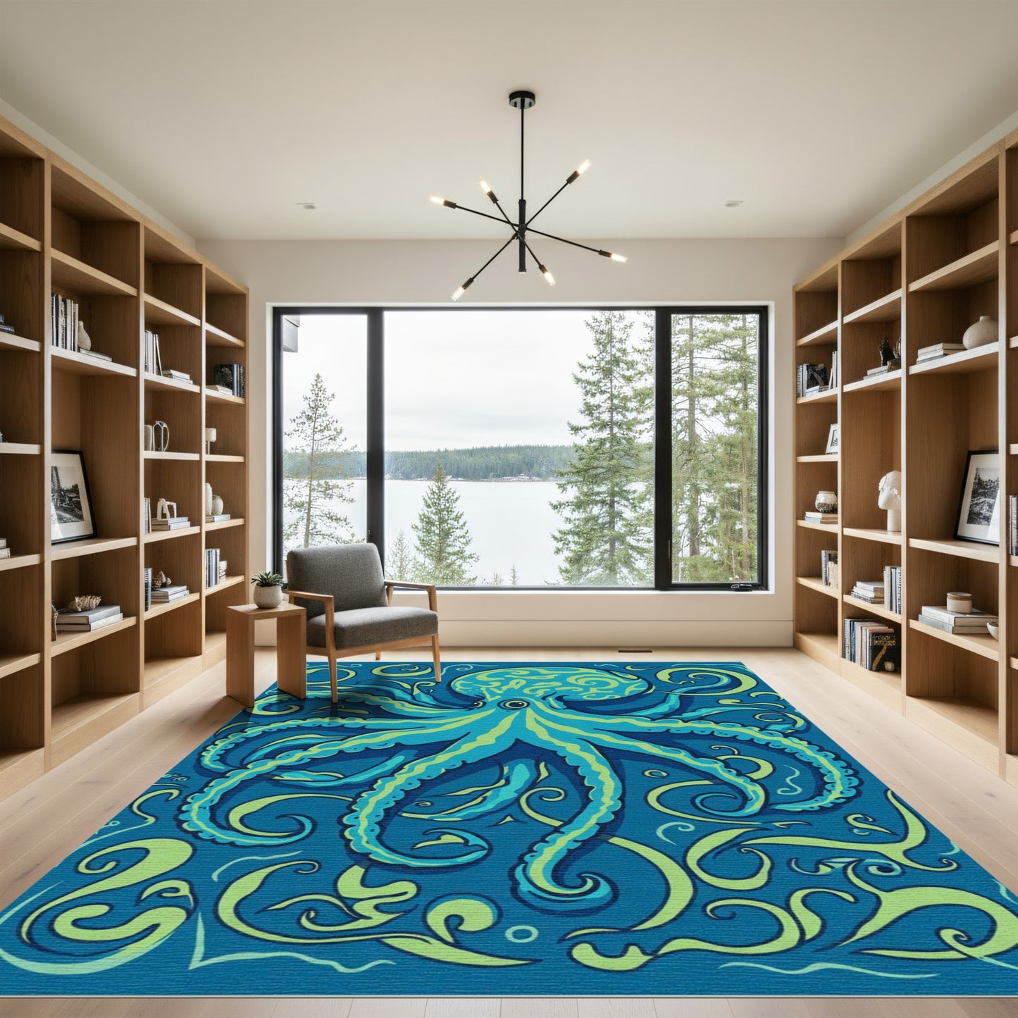 Aqua Teal Octopus Swirls Rug