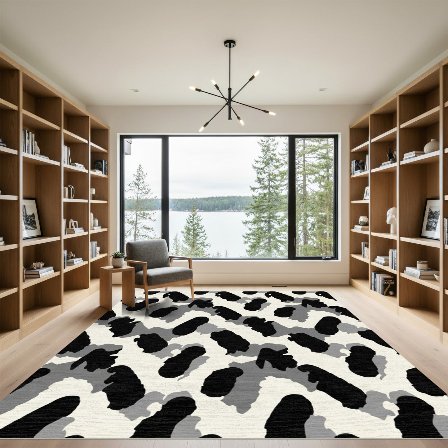 Monochromatic Abstract Blob Composition Rug
