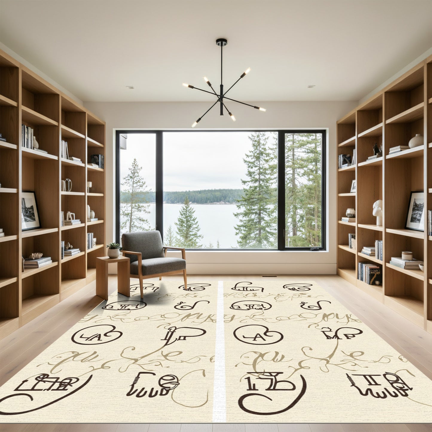 Minimalist Calligraphic Script Elements Rug