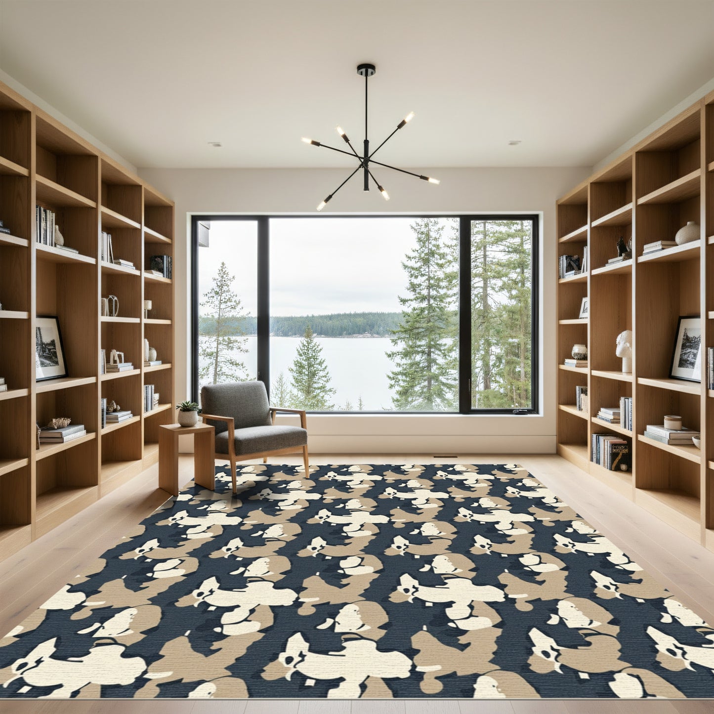 Urban Camouflage Tan Cream Navy Rug