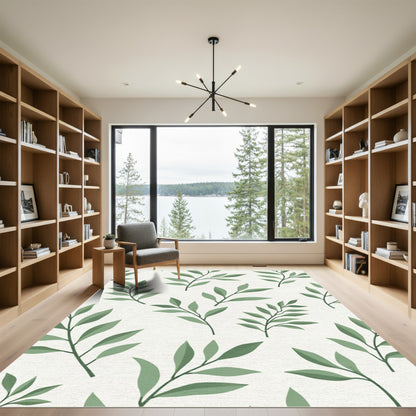 Sage Green Leafy Branches Rug