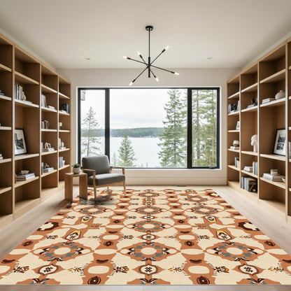 Earthy Terra Cotta Abstract Symmetry Rug