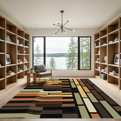 Earthy Tones Stacked Rectangles Rug
