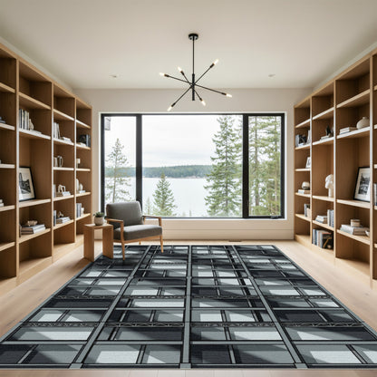 Geometric Building Facade Shadow Rug
