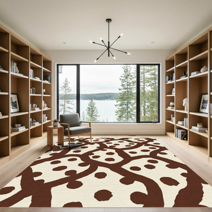 Cream And Brown Intertwined Dots Rug