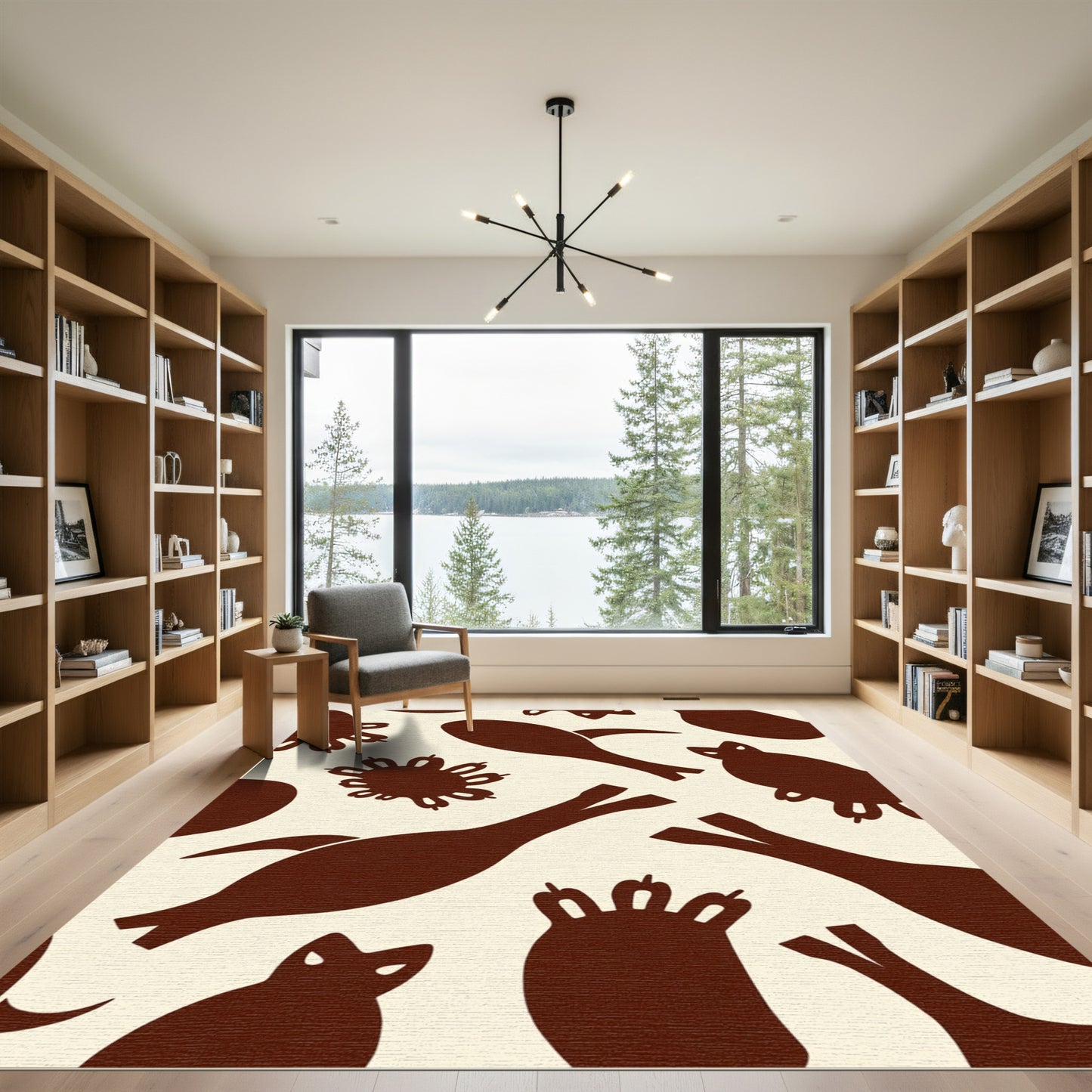 Brown Organic Shape Scatter Rug