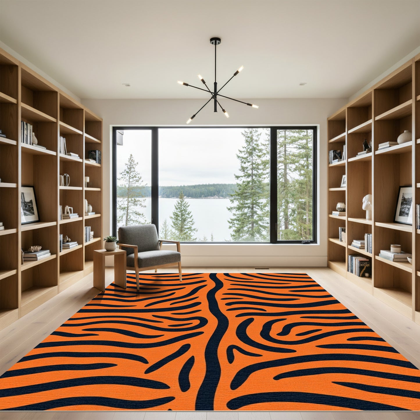 Bold Orange Black Animal Stripes Rug