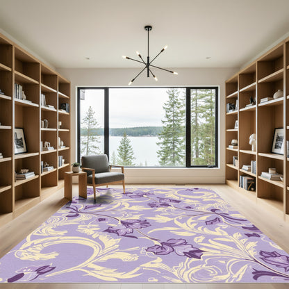 Lavender Floral Scroll Vine Rug