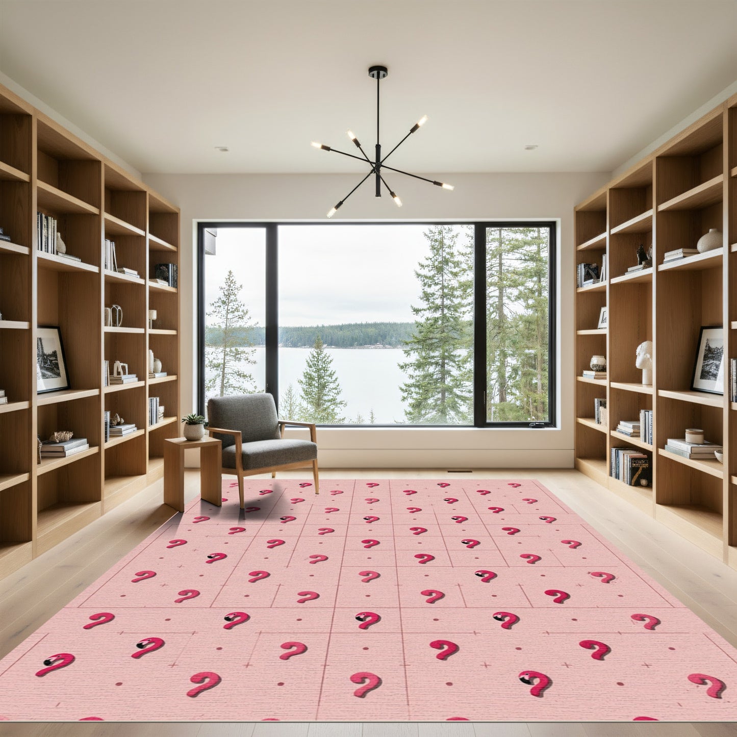 Pink Flamingo Grid Repeating Pattern Rug