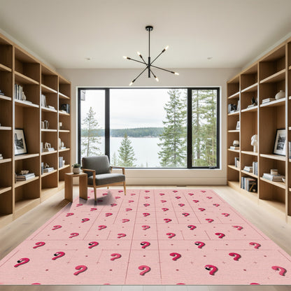 Pink Flamingo Grid Repeating Pattern Rug