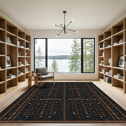 Dark Sienna Geometric Tiled Square Rug
