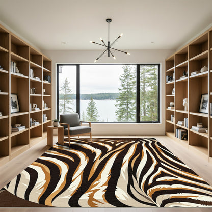 Bold Brown and White Zebra Stripe Rug