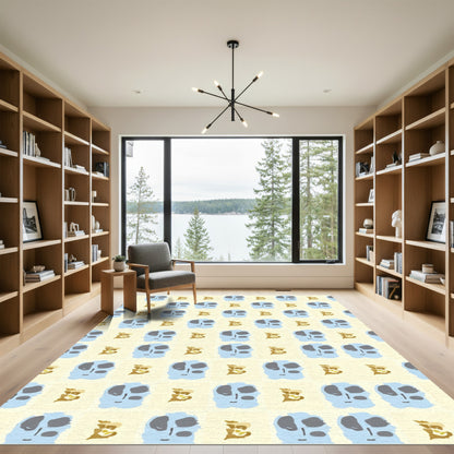 Blue Gray Face Checkerboard Arrangement Rug