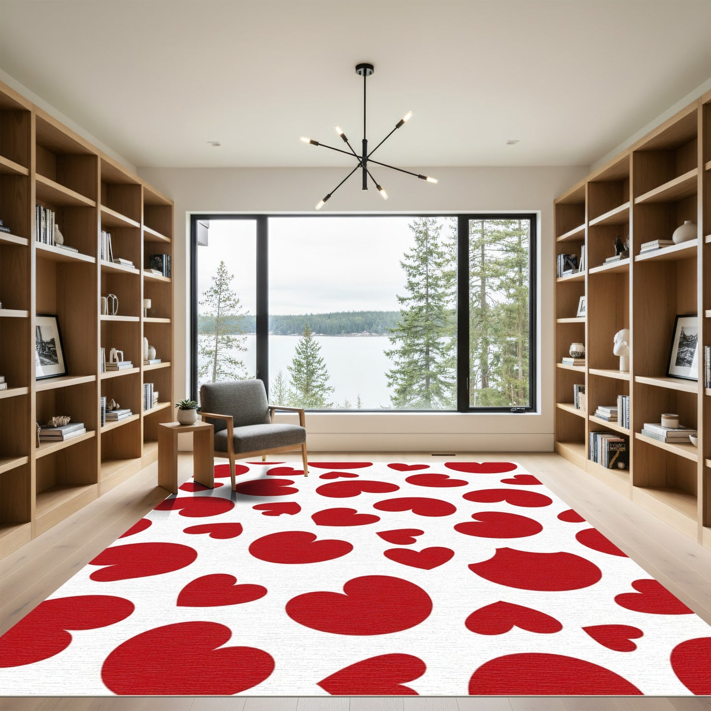 Red Hearts All Over Rug