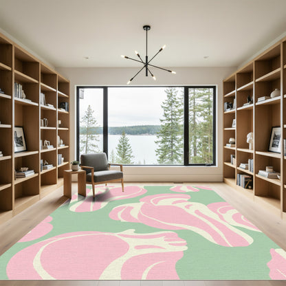 Pastel Pink Abstract Organic Shapes Rug