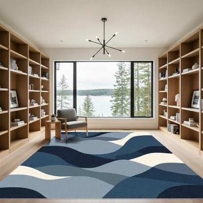 Modern Abstract Curved Waves Rug