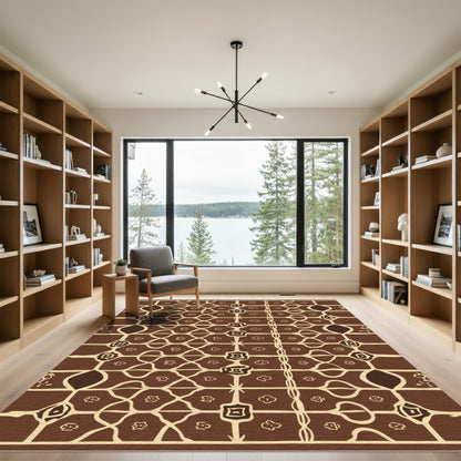 Brown and Tan Geometric Lattice Rug
