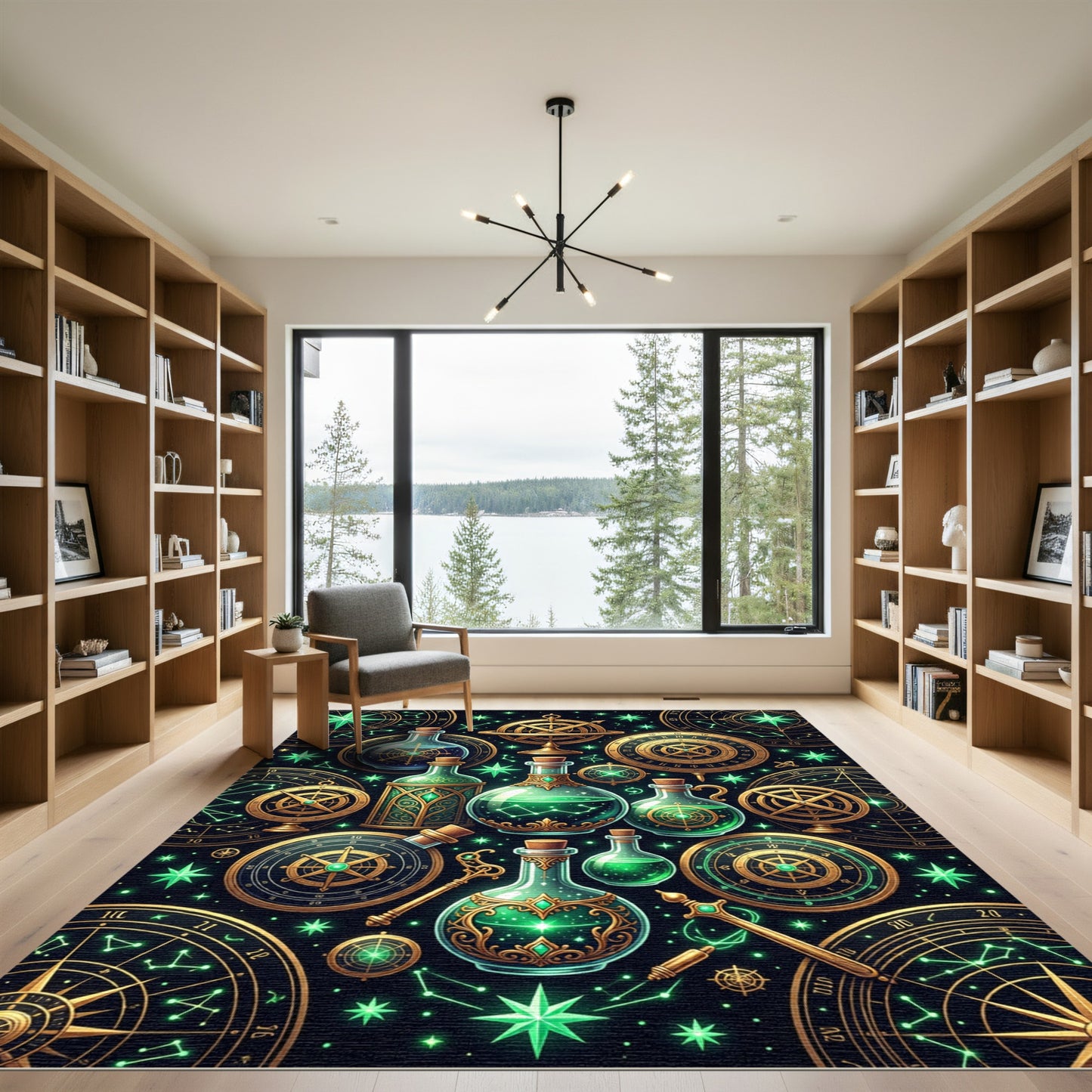 Celestial Emerald Alchemy Astronomy Map Rug