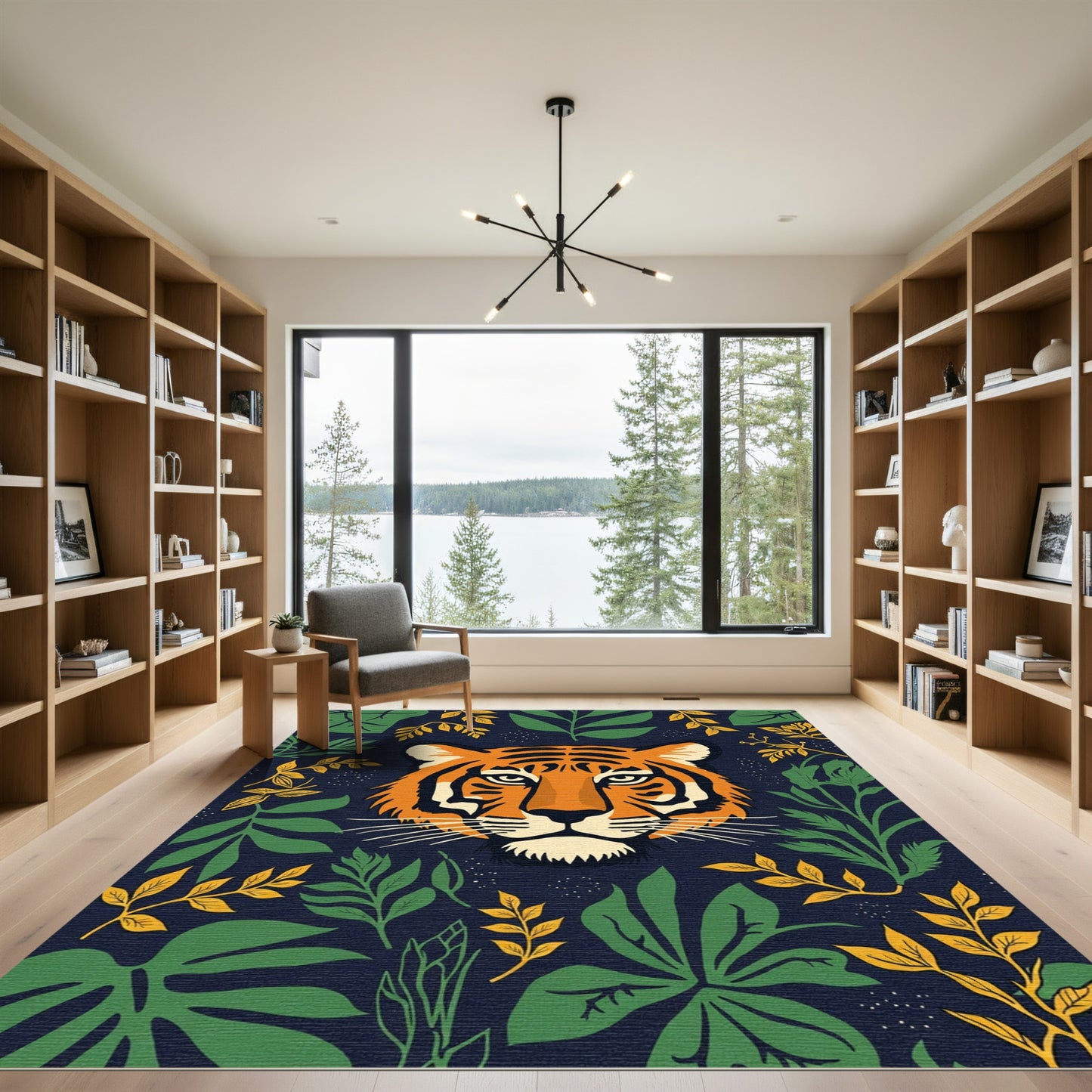 Vibrant Tiger Jungle Floral Medley Rug