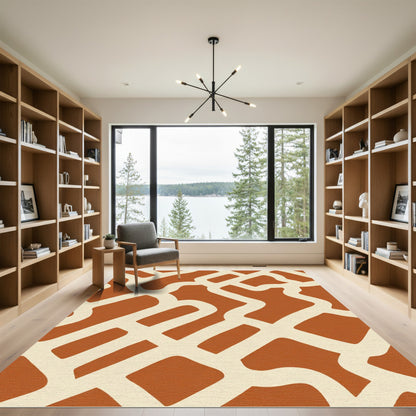 Terracotta Cream Organic Maze Rug