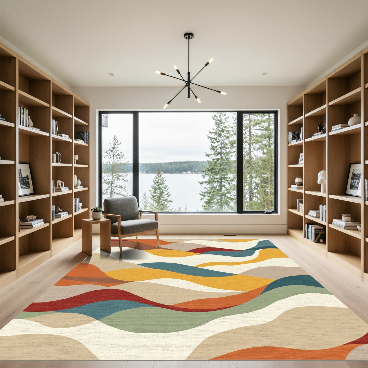 Mid-Century Abstract Wave Hills Rug