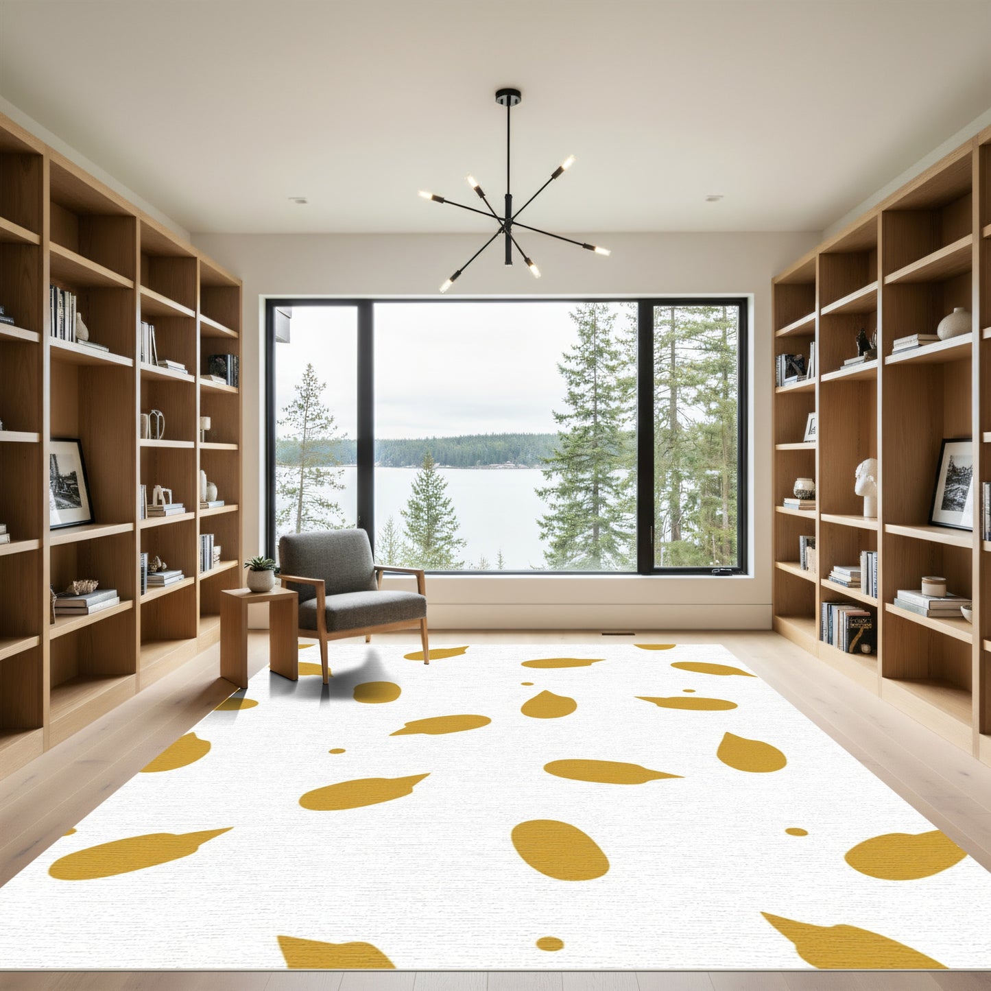 Gold Ochre Abstract Blob Rug