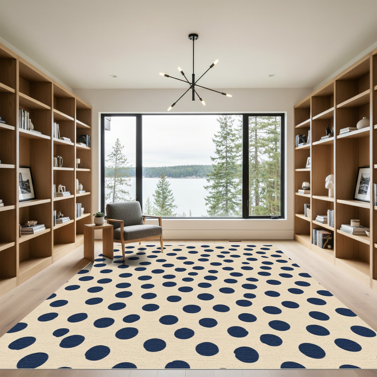 Navy Polka Dot Scatter Rug