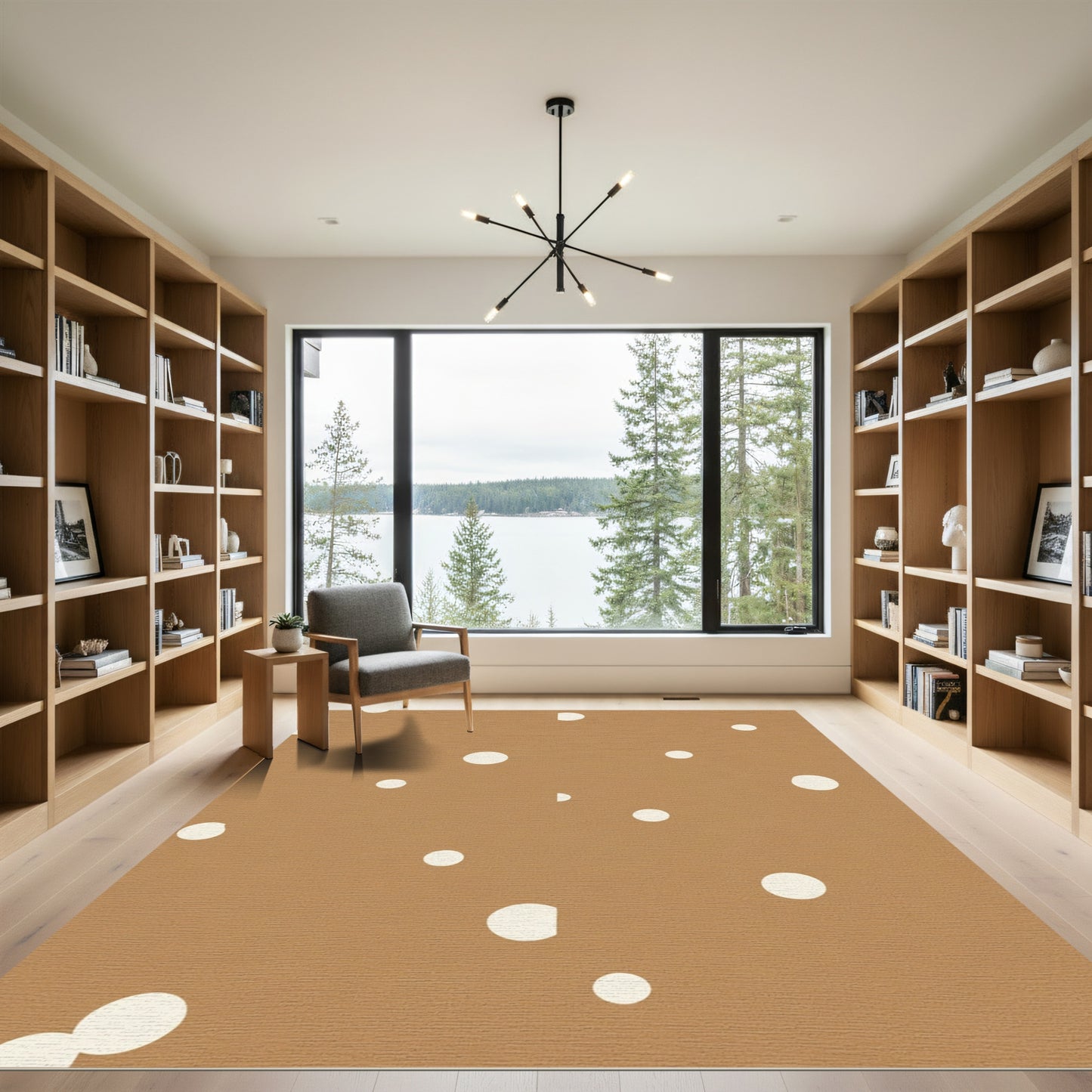 Sandy Beige Contemporary Polka Dot Rug