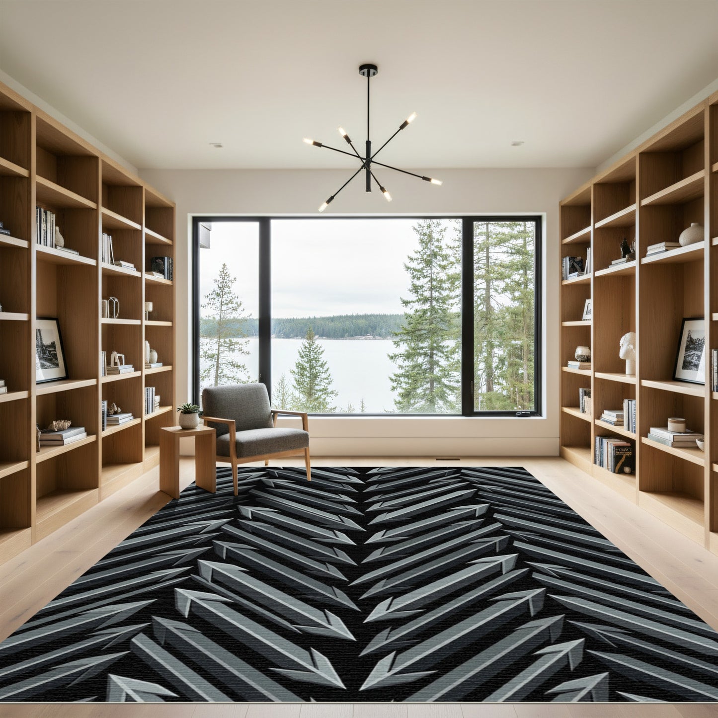 Monochromatic Angular Arrow Chevron Rug