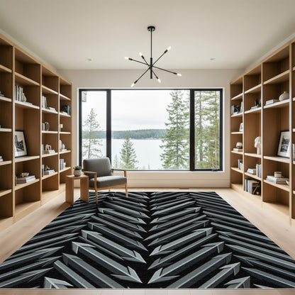 Monochromatic Angular Arrow Chevron Rug