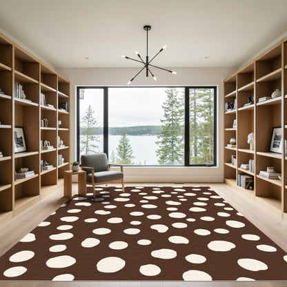 Brown Cream Scattered Dot Rug