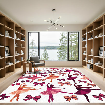 Ballet Dancers With Pink Bows Rug