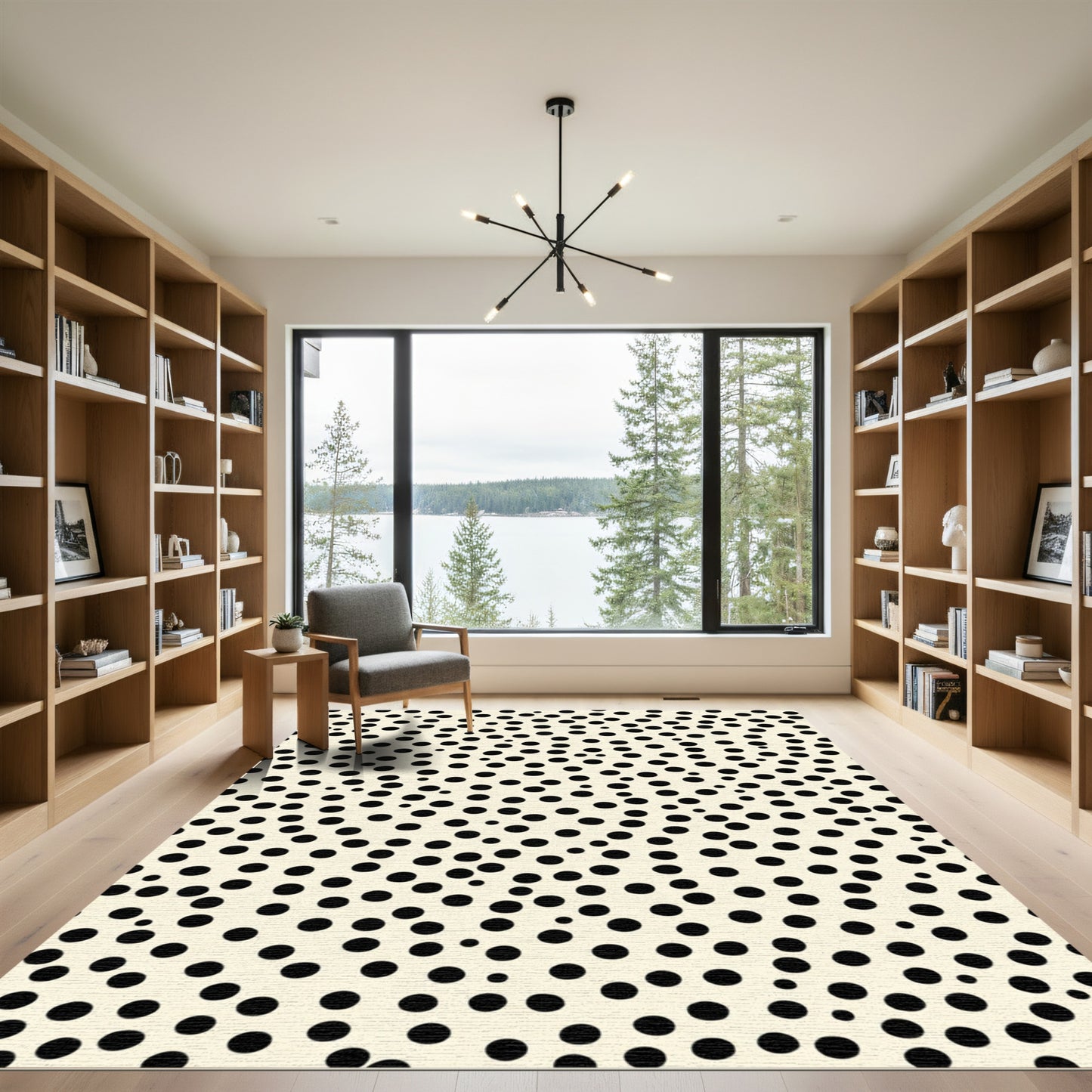 Cream Black Polka Dot Chaos Rug