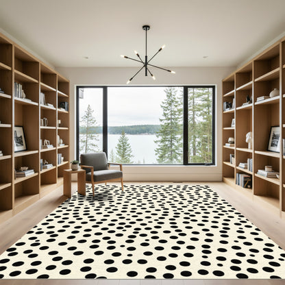 Cream Black Polka Dot Chaos Rug