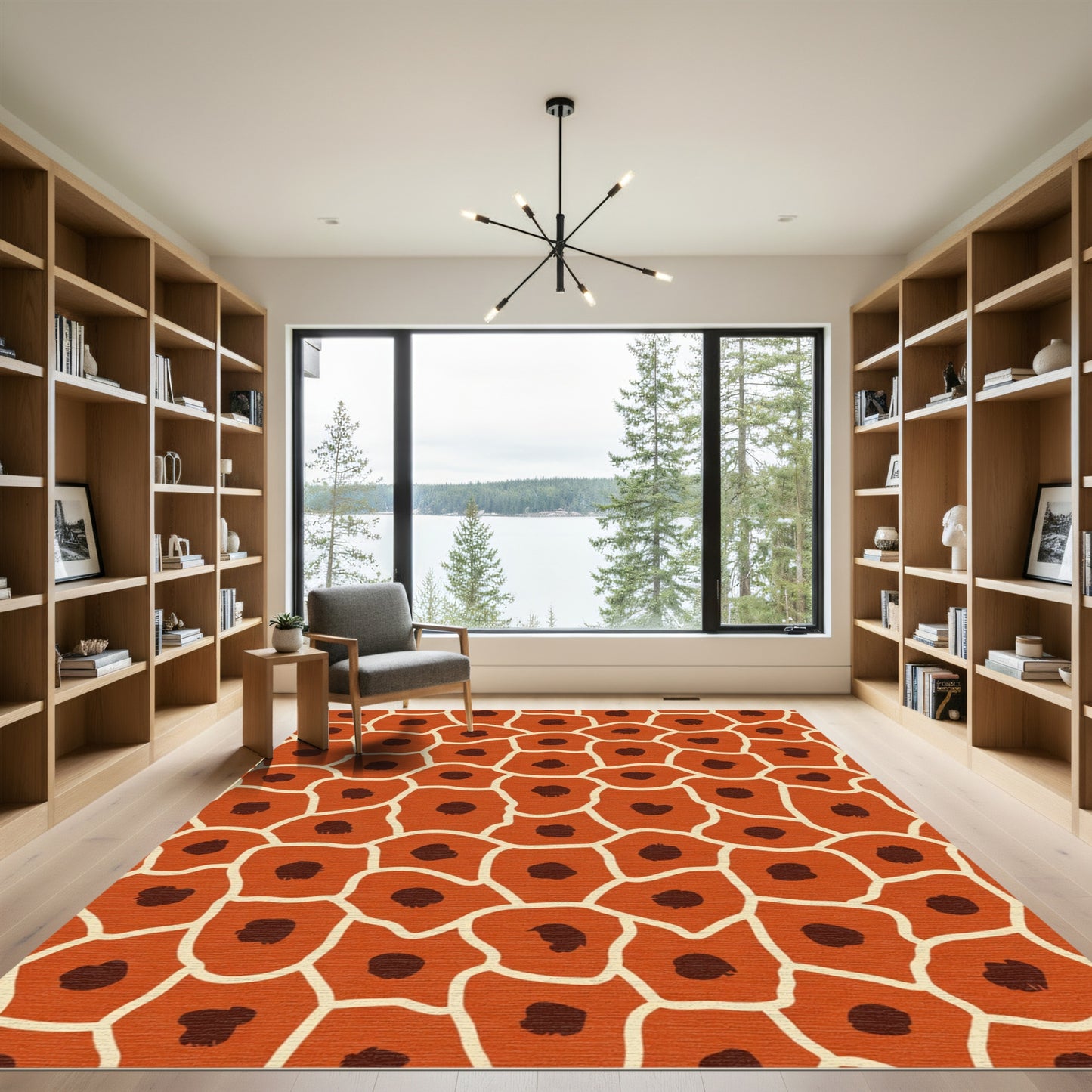 Terracotta Organic Cell Shapes Rug