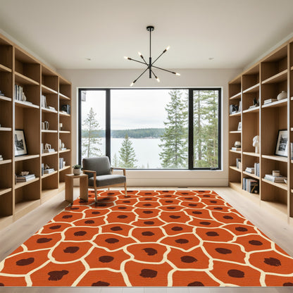 Terracotta Organic Cell Shapes Rug