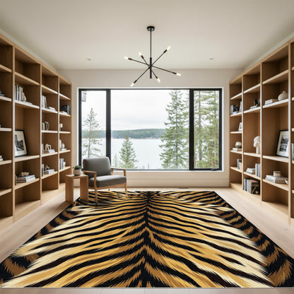 Golden Tiger Fur Stripes Rug