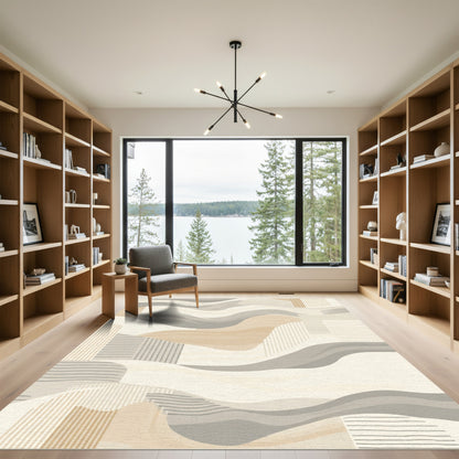 Earthy Tone Abstract Landscape Rug