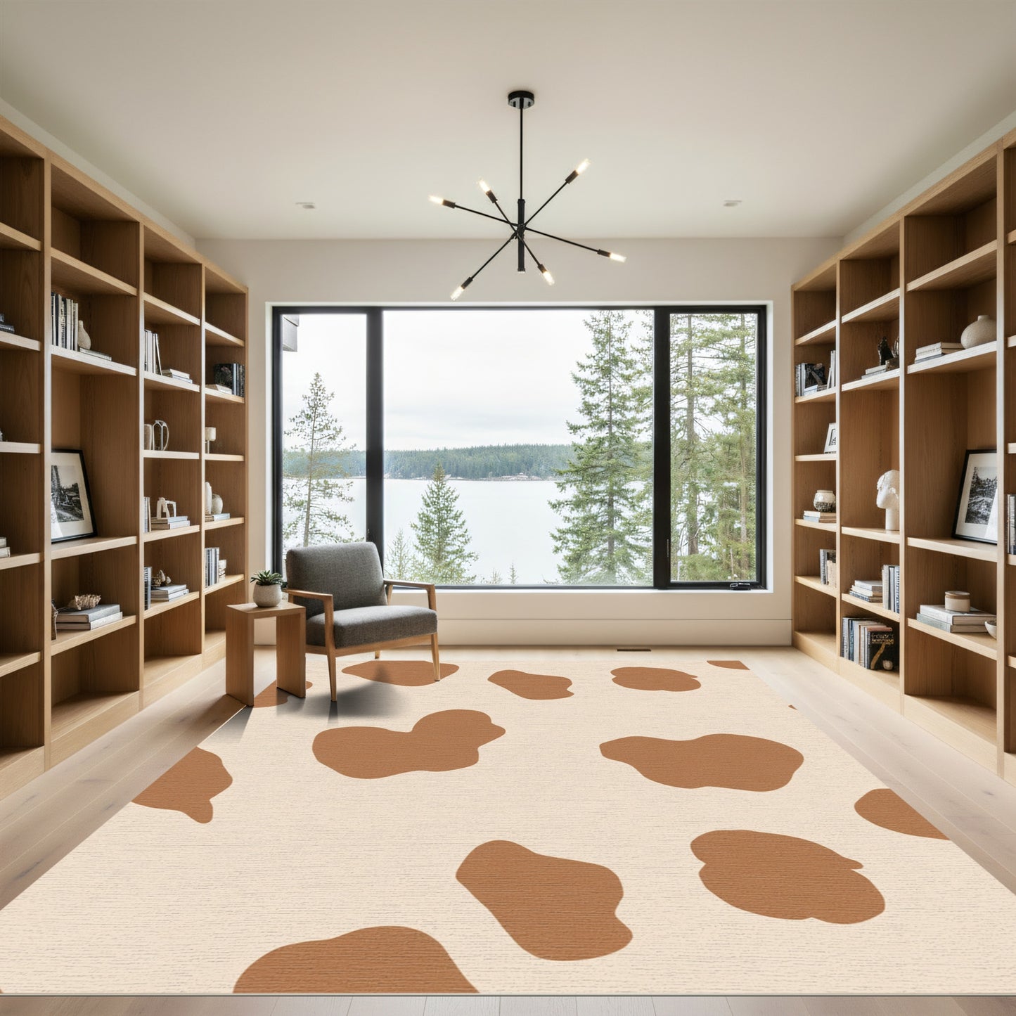 Brown White Spotty Abstract Rug
