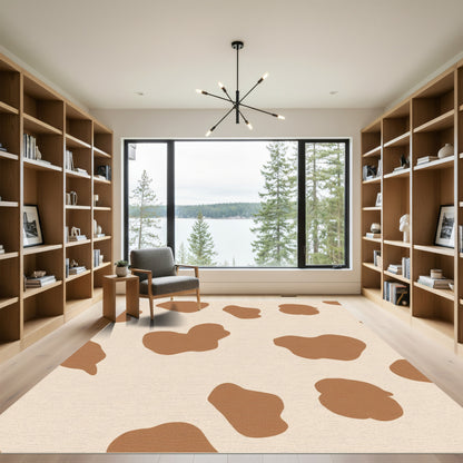 Brown White Spotty Abstract Rug