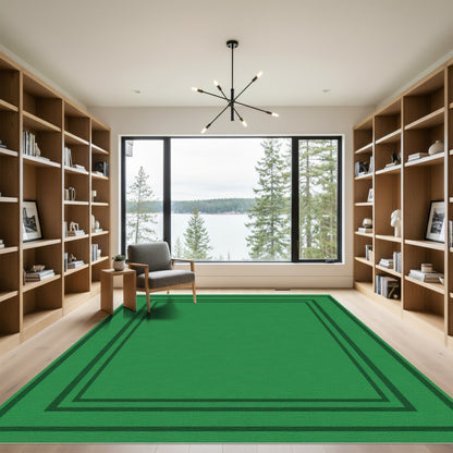 Deep Emerald Green Border Framing Rug