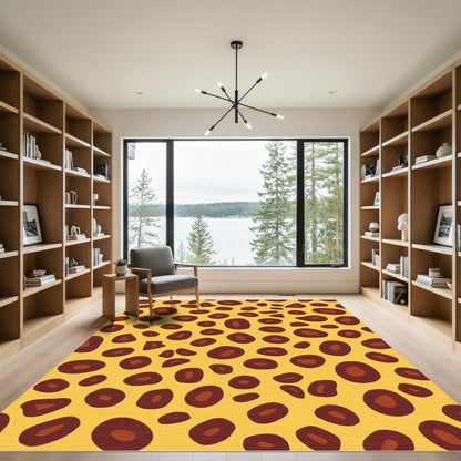 Golden Yellow Spotted Animal Print Rug