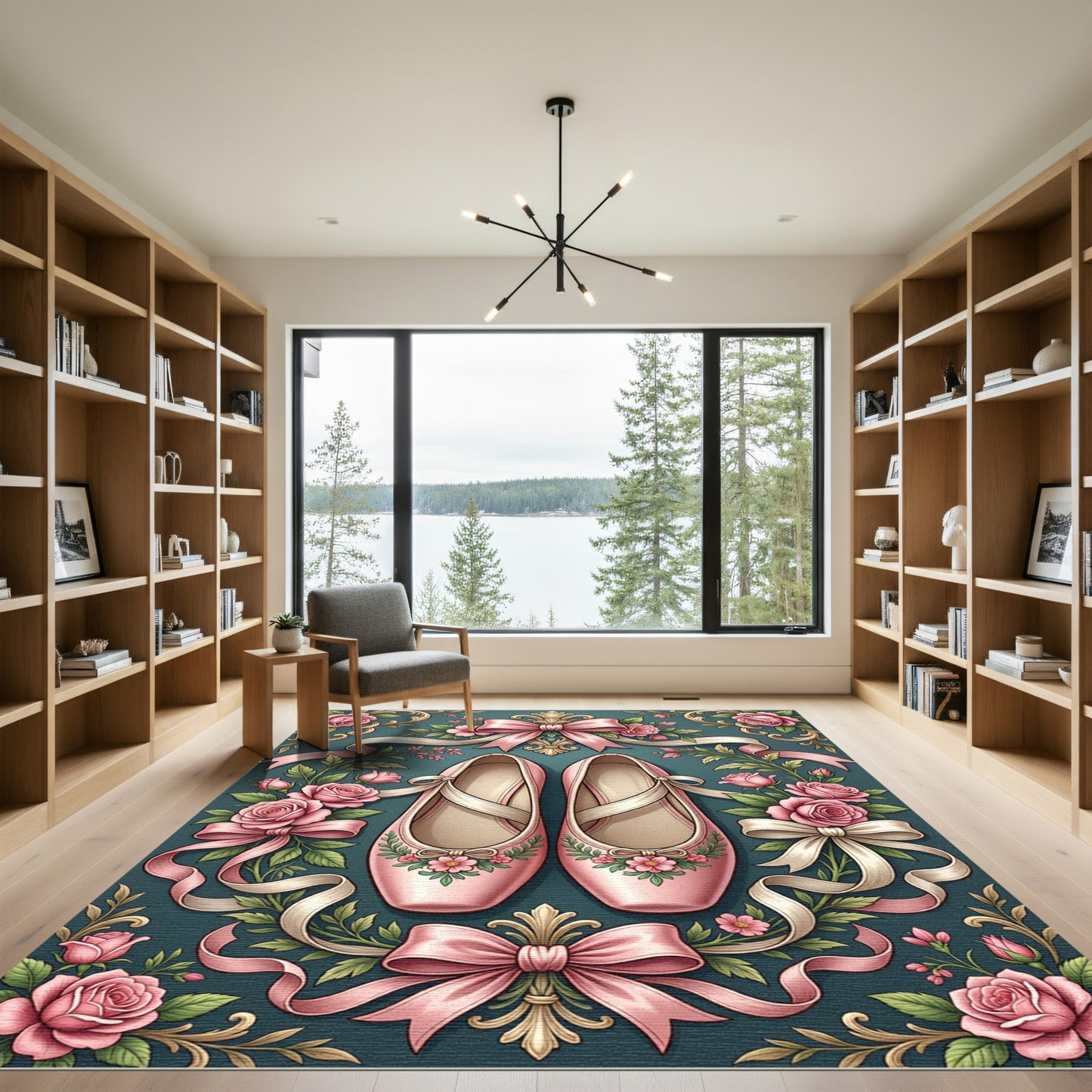Pink Ballet Slippers Roses Florals Rug