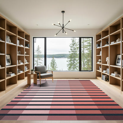 Ombre Blush Tone Horizontal Stripe Rug