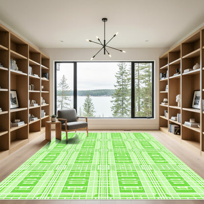 Lime Green Geometric Lattice Rug