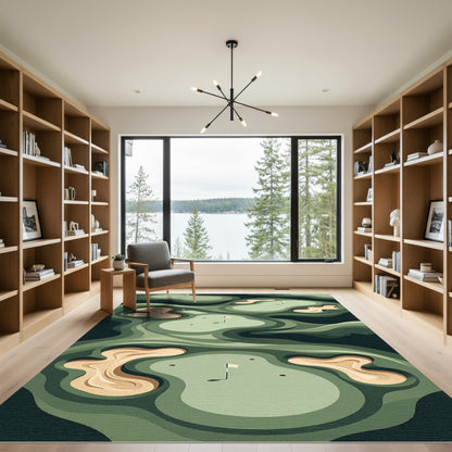 Abstract Golf Course Terrain Sage Rug